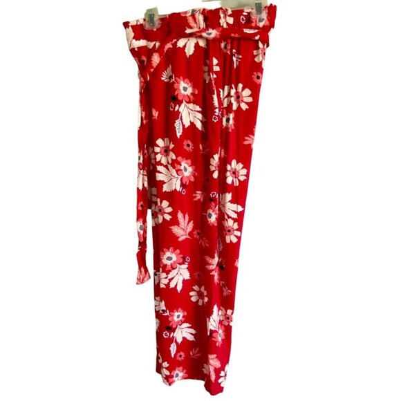 Purple & More Red Floral Print Wide Leg Pants with Pockets Women's Medium NEW - Picture 2 of 6
